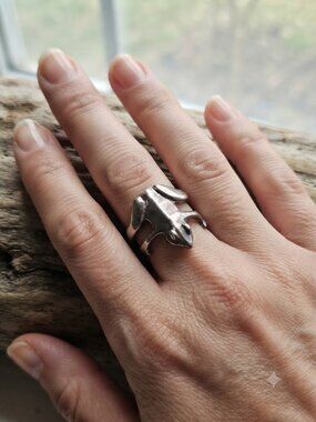 Vintage Sterling Silver Frog Ring - Size 6